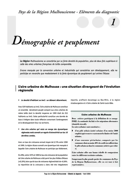 PAYS DE LA REGION MULHOUSIENNE - ELEMENTS DU DIAGNOSTIC 1 :DEMOGRAPHIE ET PEUPLEMENTSYNTHESE