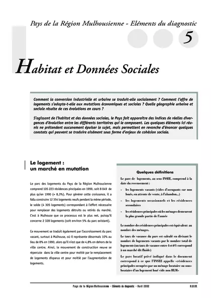 PAYS DE LA REGION MULHOUSIENNE - ELEMENTS DU DIAGNOSTIC 5 :HABITAT ET DONNEES SOCIALESSYNTHESE