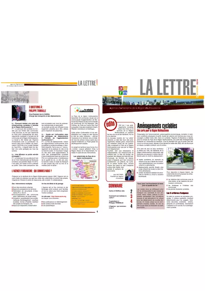 Lettre de l'agence : Aménagement cyclables. Une carte pour la Région Mulhousienne