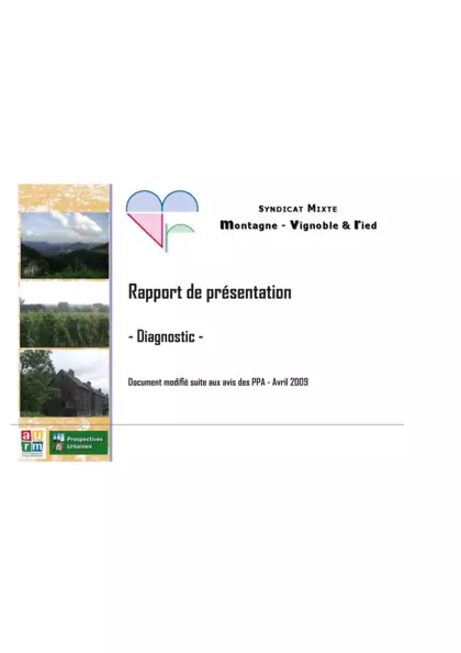 Syndicat Mixte Montagne Vignoble et Ried. Rapport de présentation
- Diagnostic. Document modifié suite aux avis des PPA