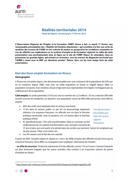 Réalités territoriales 2014