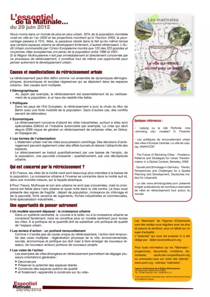 Essentiel de la matinale : La ville qui rétrécit : un mal pour un bien ?