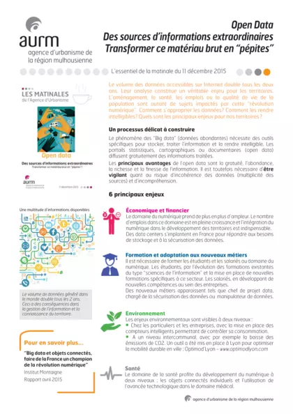 Essentiel de la matinale : Open Data : des sources d'informations extraordinaires, transformer ce matériau brut en "pépites"