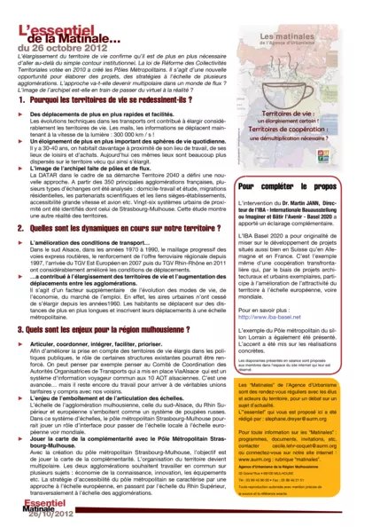 Essentiel de la matinale : Territoire de vie : un élargissement certain ! Territoire de coopération : une démultiplication nécessaire ?