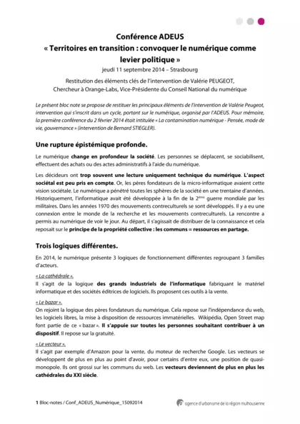 Territoire en transition : convoquer le numérique comme levier politique