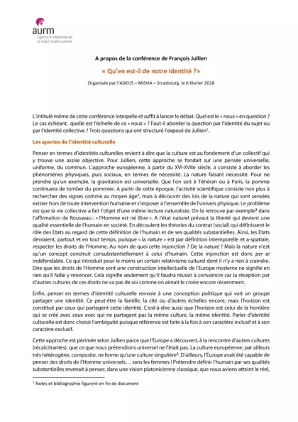 « Qu’en est-il de notre identité ?»  : conférence de François Jullien