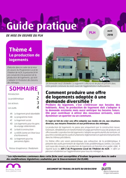 Guide pratique de mise en oeuvre du PLH - Programme Local de l'Habitat : thème 4, la production de logements